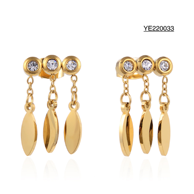 Серьги-подвески с блестками и кисточками со стразами Модные серьги с покрытием из 14-каратного золота