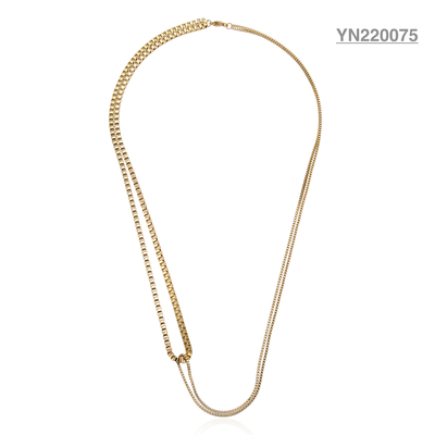 Уникальное золото 18k покрыло ожерелье ювелирных изделий славное простое соединяя двойное цепное
