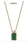 Винтажные ожерелья из нержавеющей стали 18k с квадратным зеленым камнем, кулон, ожерелье