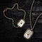 Ожерелье и браслет из нержавеющей стали Large Tag 15,7 дюймов с инкрустацией из белого фритиллари