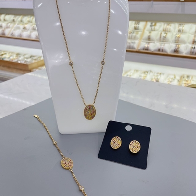 Ювелирные изделия диаманта CZ установили классический привесной браслет серег стержня ожерелья для Zirconia женщин покрытого золотом кубического