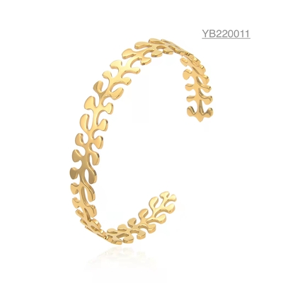 Раскройте браслет листового золота браслетов 18к регулируемых нержавеющих женщин дизайнерский для дамы