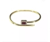 Роскошный красный рубиновый диамант обил Bangle нержавеющей стали золота браслета 24k ногтя