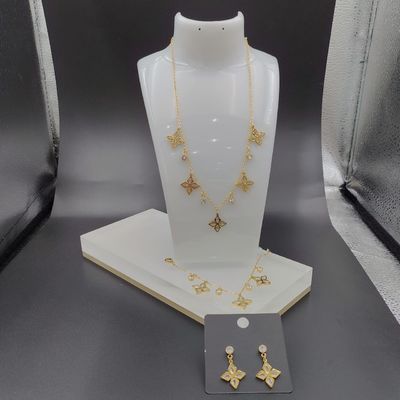 Новейшие золотые сережки из нержавеющей стали, ожерелье, браслетные комплекты с камнями для леди, блестящие,